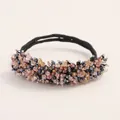 Handmade hair bun maker with champagne, pink and black crystal beads on elastic band - R5-27# Blue Hair Bun Wipeer