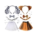 Dalmatian and tiger costume set with ears, bowtie, tail, and tutu for Halloween - Tiger Costume 8-Piece Set