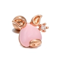Pink pig stud earring in rose gold finish with zircon inlay and screw ball back - Pig Style (EGD0035) / Rose Gold
