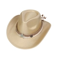 Metallic gold cowboy hat with star ornaments and turquoise studs on a braided band - M (56-58cm) / Champagne