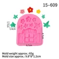 Pink silicone mold with flower and leaf designs for fairy house cake decoration - 1# Flower Leaf Arch / Pink