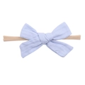 Soft baby headband with light blue fabric bow and nude elastic nylon band - Light Blue (24)