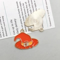 Cute Halloween wizard hat and gold textured leaf charms for DIY jewelry making - Witch Hat (26*22mm)