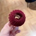Deep red velvet bird nest hair ring expander clip for messy bun and high ponytail - Flocked Wine Red