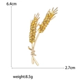 Eleganter goldener Weizenähren-Brosche mit gelben Kristallen, Maße 6,4 cm x 2,7 cm - Gelber Weizenstil (MM-BR-黄色-3629-YL)