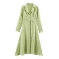 Abito a camicia a righe verde chiaro con cintura e tasche cargo in stile flat lay - XS / verde chiaro