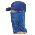 Navy blue foldable quick-dry sun hat with mesh face mask and UPF 50+ protection - Adjustable / Sapphire Blue