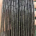 Polished black gemstone 4x13mm cylinder tube beads for DIY bracelet and jewelry making - 4x13mm Tube/Strand / Natural Black Obsidian