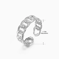 Silver chain woven style adjustable stainless steel ring in 1.7cm diameter size - Steel Ring 164