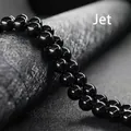 Round jet stone beads in deep black finish for jewelry making and bracelets - Black Agate