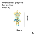 Golden bear pendant with blue enamel and clear stones for cute jewelry making - Blue Gold Astronaut Bear-E