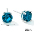 Detailed close-up of dark blue crystal stud earrings with silver four-prong setting - Deep Ocean Blue/Silver
