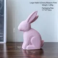 Large cherry pink wooden rabbit ornament in sitting pose for modern home table decor - Large / Sakura Pink