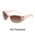 Y2K style pink butterfly polarized sunglasses for women with brown gradient lenses - Champagne Frame/Brown Lens