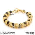 Bracciale da uomo con perline e teschio punk in oro e nero con chiusura a moschettone - Oro + Pietra Vulcanica (KB135969-Z)