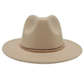 Classic light beige cashmere fedora hat featuring a stylish gold chain metal accessory - M (56-58cm) / Beige (Gold Ring)