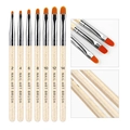 Set di 7 pennelli per unghie UV con manici trasparenti glitterati e setole in nylon arancione - Set di 7 Pennelli da Pittura con Impugnatura Trasparente