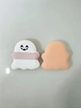 Ghost-shaped soft air cushion powder puffs in white with face print and nude colors - Ghost 12 (Plain)