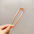 Elegant beige U-shaped hair fork accessory for minimalist bun hairstyles - ABS / Korean Pink