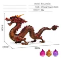 Chinese dragon animal model in gold and reddish brown with dimensions and weight specs - Gold