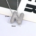 Letter N pendant necklace in silver finish with pavé cubic zirconia 18x21mm charm - Letter N