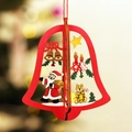 Campana di Natale 3D in legno rosso con intagli precisi e motivi festivi appesi - Campanello Rosso