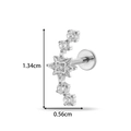 Star and moon titanium labret stud with zircon stones, size 1.34cm by 0.56cm - Curved Moon & Star Style (T2553-6#) / Silver
