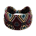 Boho Paisley Yoga Stirnband mit geometrischen Mustern in Rostrot und Türkis - Rot Schwarz Weiß Petrol Geometrischer Boho-Druck (#71)
