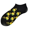 Socquettes en coton noir avec motif tranches de citron et de lime colorées - 36-44 / Tranches de Citron sur Fond Noir