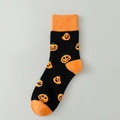 Halloween pumpkin knit socks in black and orange with funny jack-o'-lantern prints - 03 Pumpkin-Black Orange Funny Jack-o-lantern