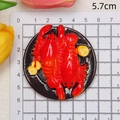 Detailed macro view showing a 5.7cm resin lobster food magnet on a measuring ruler - Lemon Lobster / Without Magnet