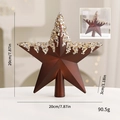 Bruine kerstboomtop ster met gouden glitter en afmetingen van 20cm - Bruine Boomtop Ster
