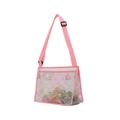 Pink mesh children beach bag with pearl shell pattern and adjustable shoulder strap - Pink Pearl Shell