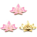 Pink marble enamel flower pendants with gold plating for DIY jewelry making - Flower No.10 / 26x40mm / Pink