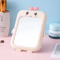 Cute cream cartoon desktop makeup mirror with pink sprout and smiling face detail - Grass Doll / Cream
