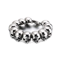 Punk-Totenkopf-Armband für Herren aus silberfarbenem Titanstahl mit robustem Verschluss - Großer Dominanter Totenkopf-Stil (KB120790-BD) / Breite 23mm/Gewicht 138g