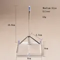 Medium silver acrylic display stand with metal arm for crystal minerals and stones - Medium / Silver
