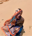 Ethnic style sun protection shawl with vintage floral pattern for desert and beach tourism - Tree of Life