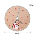 Beige 108cm Christmas tree skirt with embroidered snowman and red snowflake patterns - Snowman