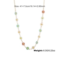 Colorful enamel daisy flower necklace in gold finish for women with size info - Multi-color Daisy Necklace(NCN04027)