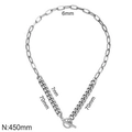 Collana in acciaio argento con catena a graffetta e groumette e chiusura a levetta OT - Stile Catena di Giunzione Argento (KN296966-Z)