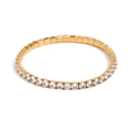 Bracciale elastico in acciaio inossidabile placcato oro 18K con zirconi bianchi brillanti - 4mm / Oro