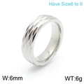 Anello in acciaio inossidabile argento da 6 mm con superficie lucida geometrica - US 6 / Anello da Uomo Color Acciaio (KR101001-K) / Argento