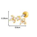 Golden flower helix piercing with white cubic zirconia and screw ball back closure - Triple Small Flower Style (024-6# Gold)