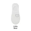 White low cut invisible socks with cute blue bear pattern and ribbed cuffs - Bear