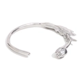 Bracciale rigido aperto a forma di tulipano in acciaio inossidabile argento - Color Acciaio