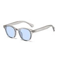 Lunettes de soleil rondes vintage monture grise translucide et verres bleus - Gris Trans Clair Bleu Océan (C52)