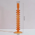 Portacandele in vetro arancione con design a onde, altezza totale di 29,5 cm - Anelli multipli / Giallo