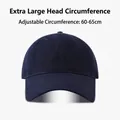 Adjustable dark blue cotton baseball cap with large circumference and deep crown design - Solid Color Large Circumference-Navy Blue