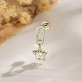 Vintage coffee gold star diamond pendant earring with titanium steel screw back piercing - Gold Star Style (DZ016-1#)